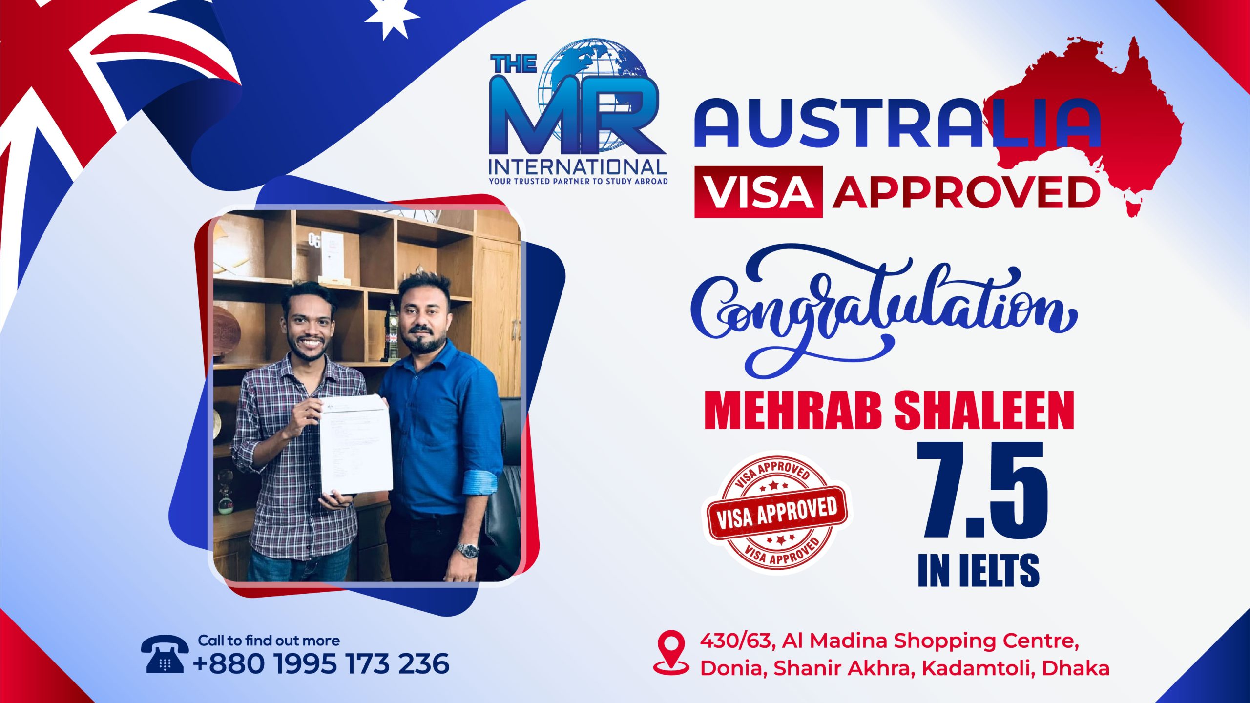 Australia Student Visa Success of Mehrab, The MR International, Study in Australia from BD, Australia Visa Success from BD, Best Education Consultant in BD for Australia