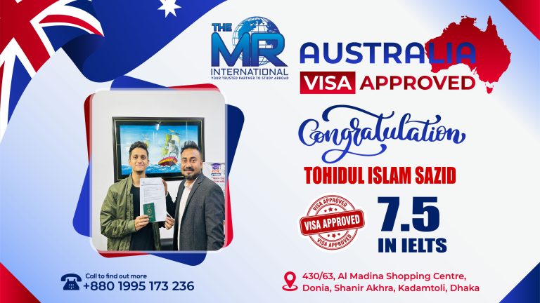 Australia Student Visa Success of Sazid, The MR International, Study in Australia from BD, Australia Visa Success from BD, Best Education Consultant in BD for Australia